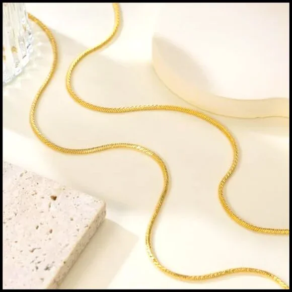 14K Gold Plated Snake Chain Necklace Dainty Minimalist Elegant Jewelry